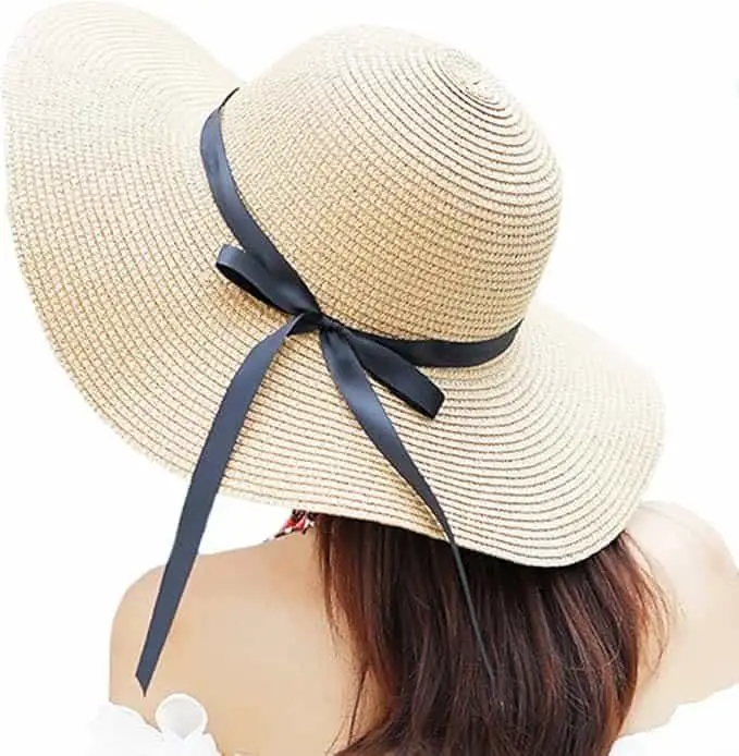 Chapéu de sol feminino de aba grande