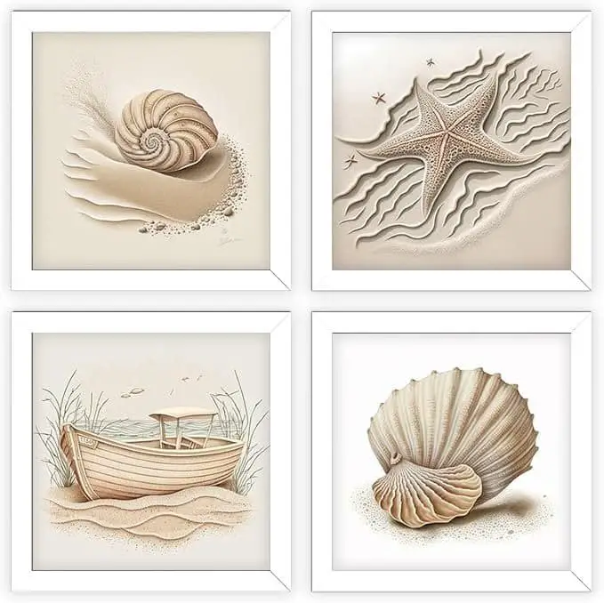 Kit 4 Quadros tema praia 18X18